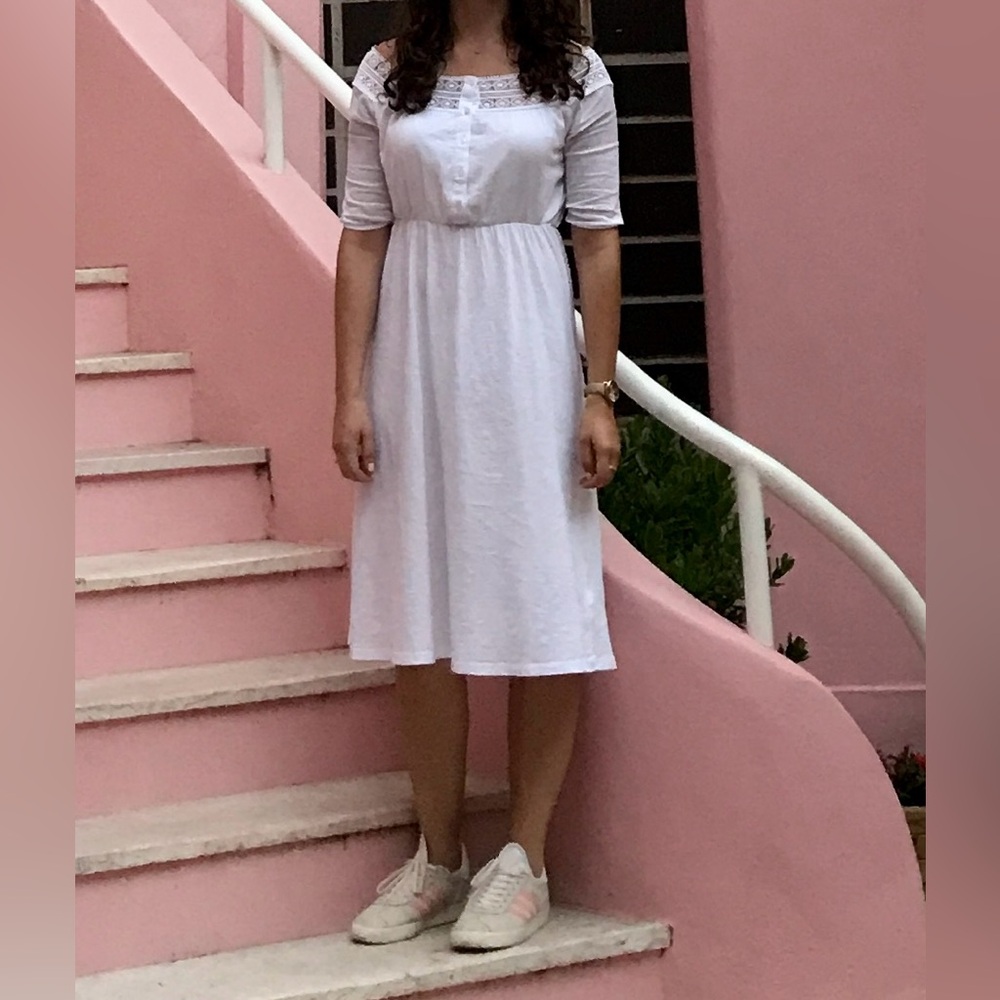 Topshop White Lace Button-Up Dress
